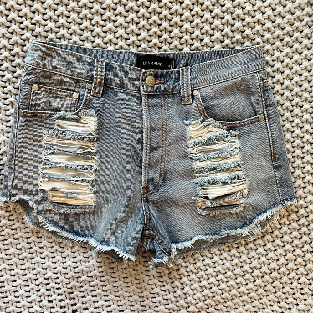 Minkpink Slasher Flick Distressed Denim Shorts - Picture 4 of 10